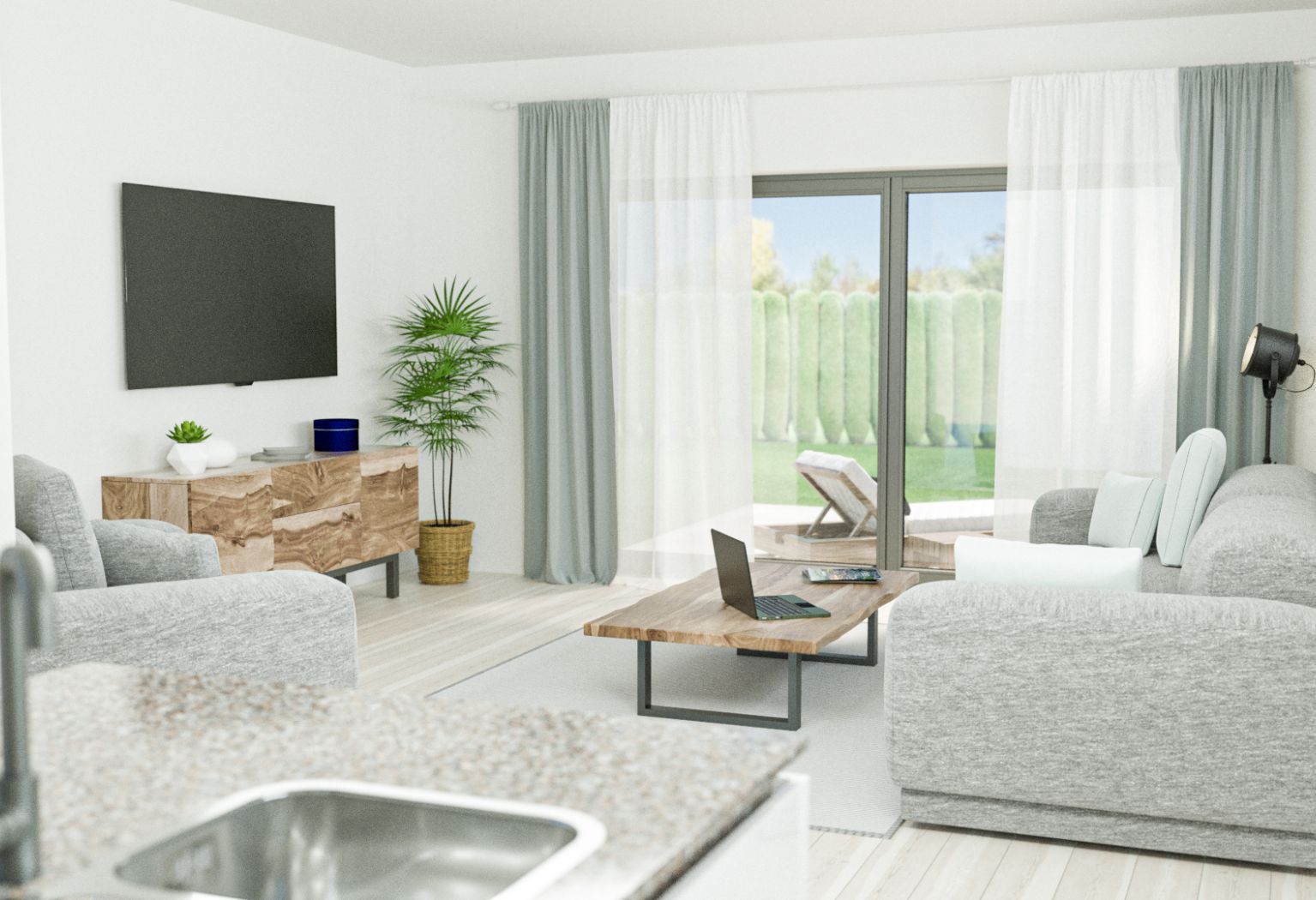 Architekturvisualisierung eines Wohnzimmers