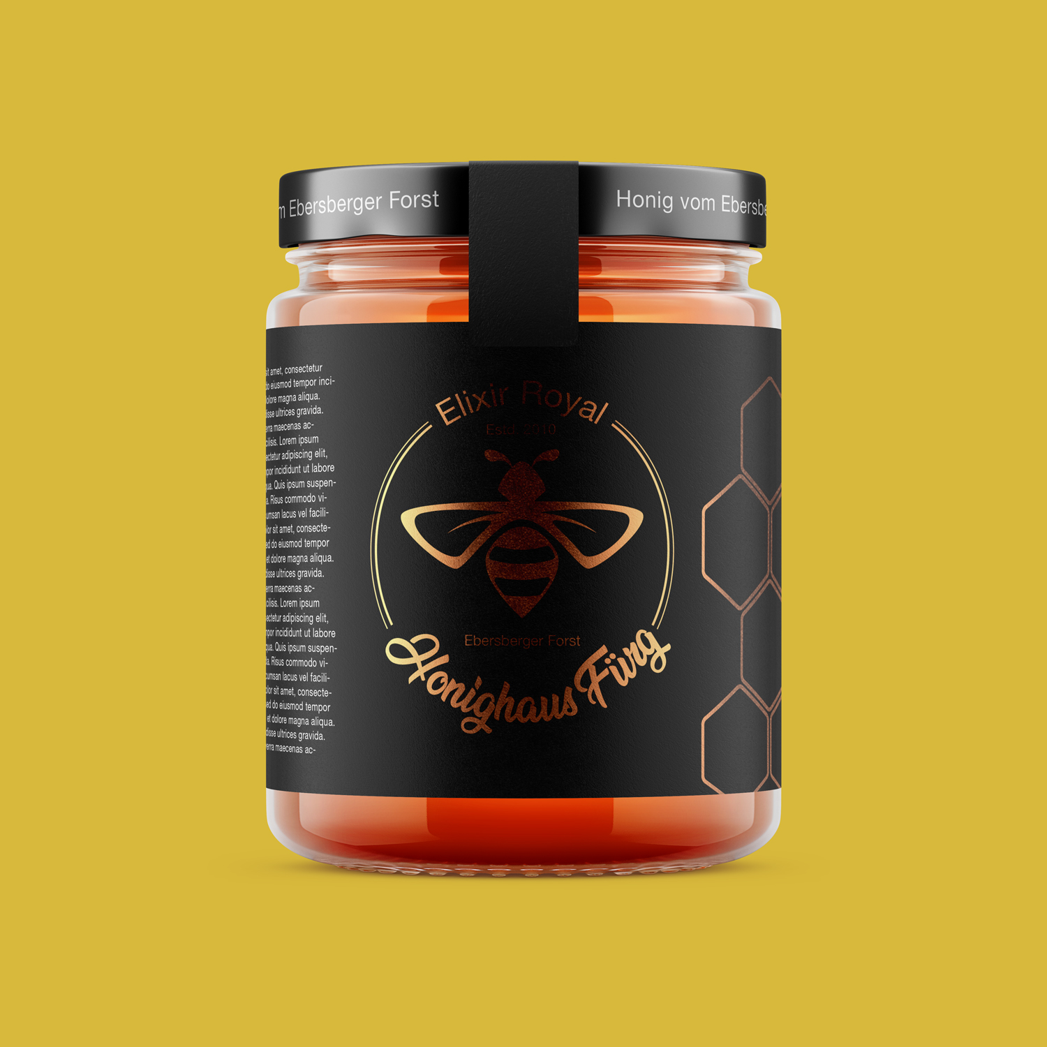 3D Visualisierung von einem Glas Honig