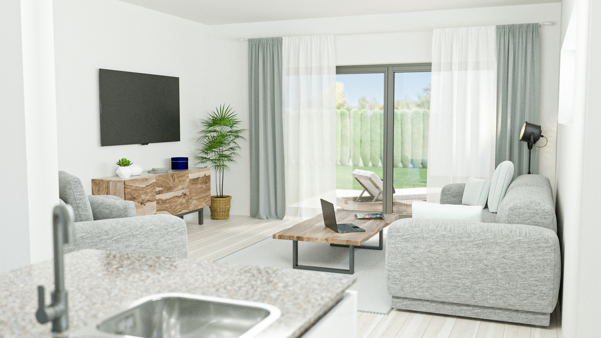 3D Visualisierung eines Wohzimmers