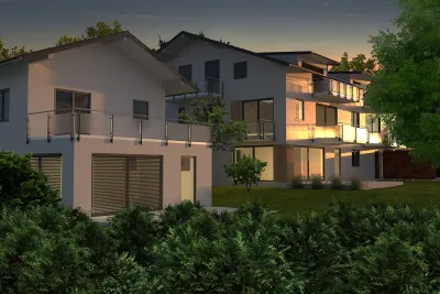 3D Rendering von 2 Häusern