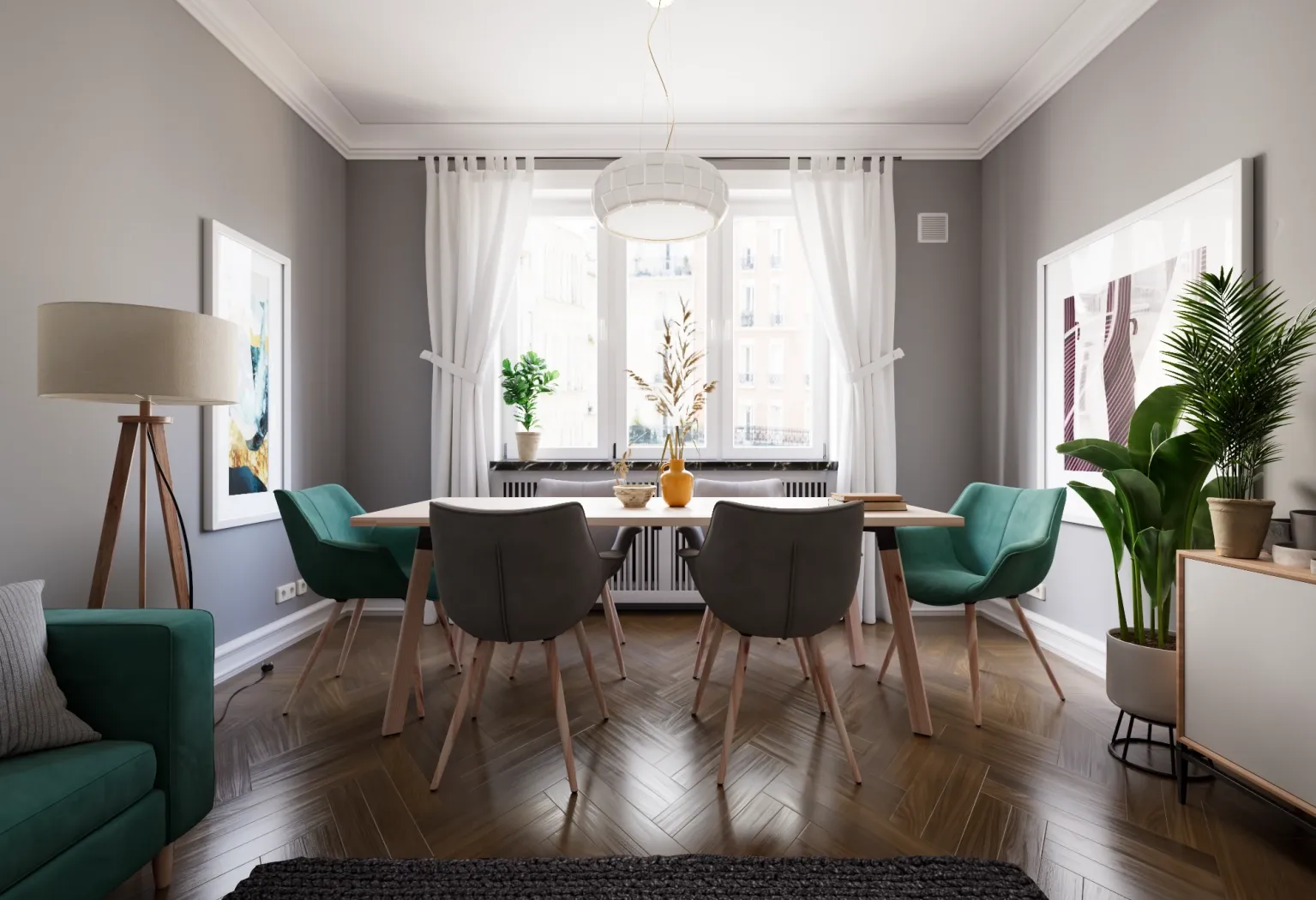 Architektur­visualisier­ung München Esszimmer mit Stühlen