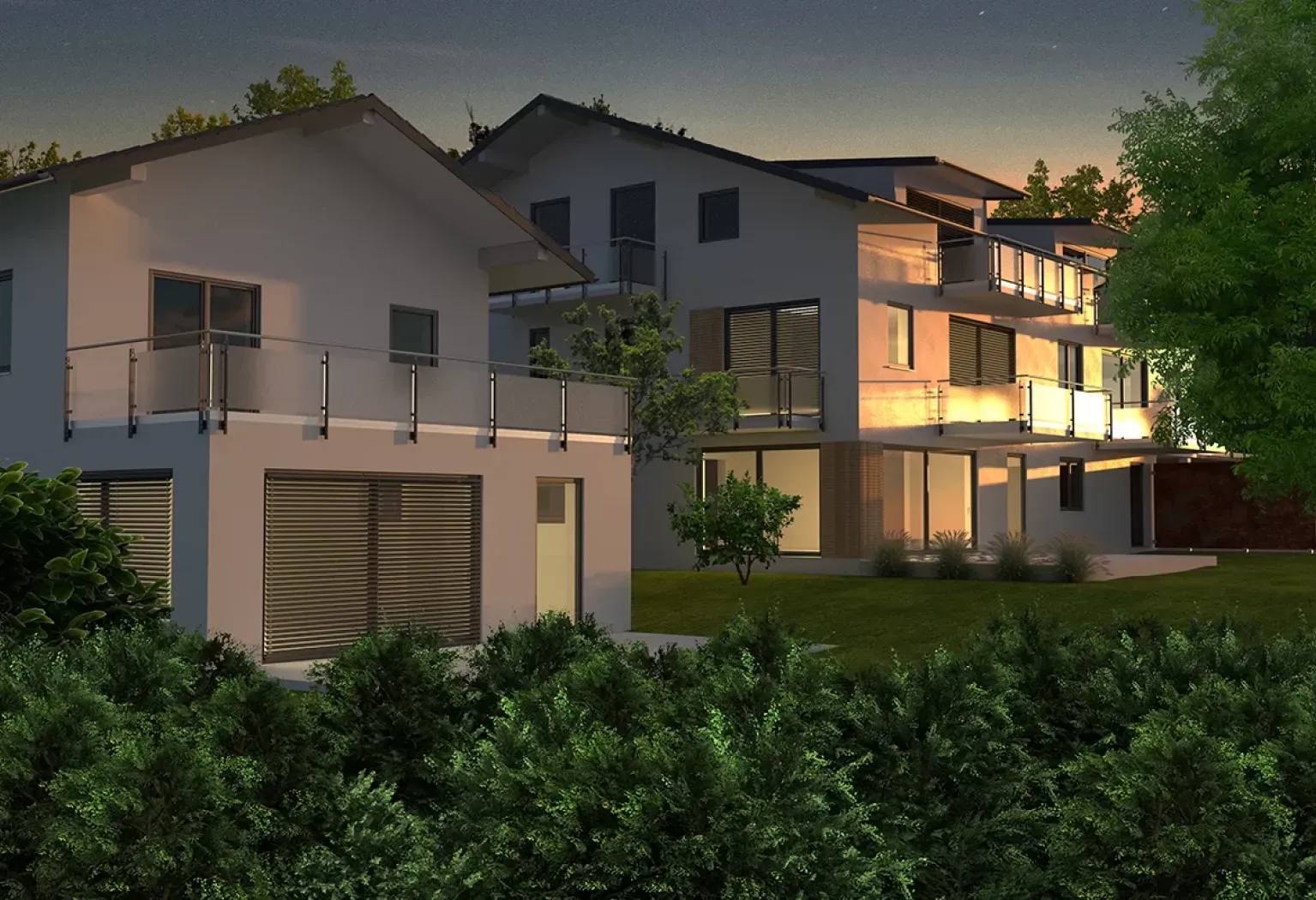 Architektur­visualisier­ung München von mehreren Häusern