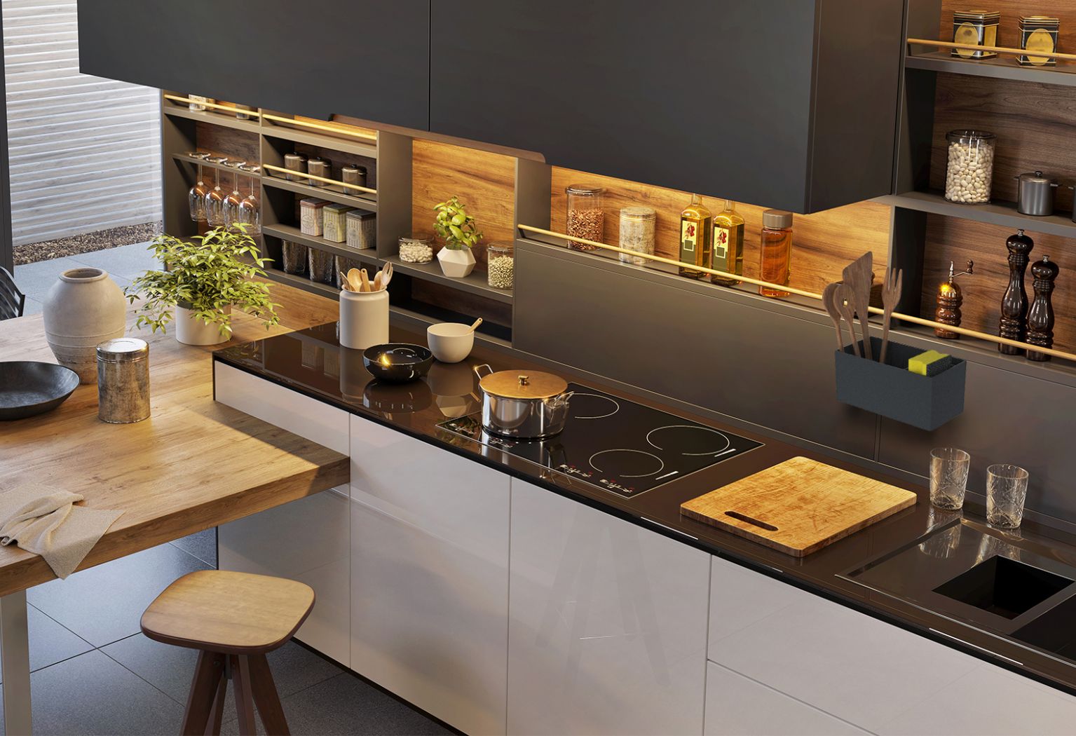 Architektur­visualisier­ung einer Küche